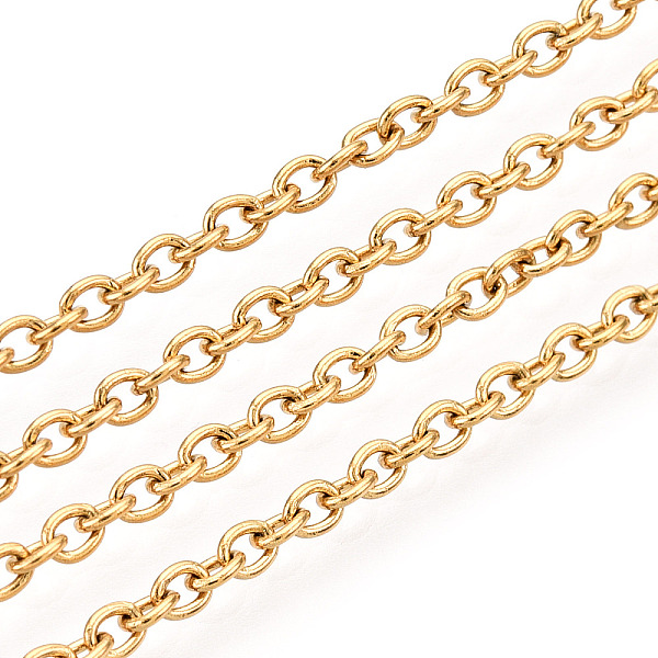 

PandaHall 304 Stainless Steel Cable Chains, Soldered, with Spool, Oval, Golden, 2.5x2x0.5mm, about 164.04 Feet(50m)/roll 304 Stainless Steel