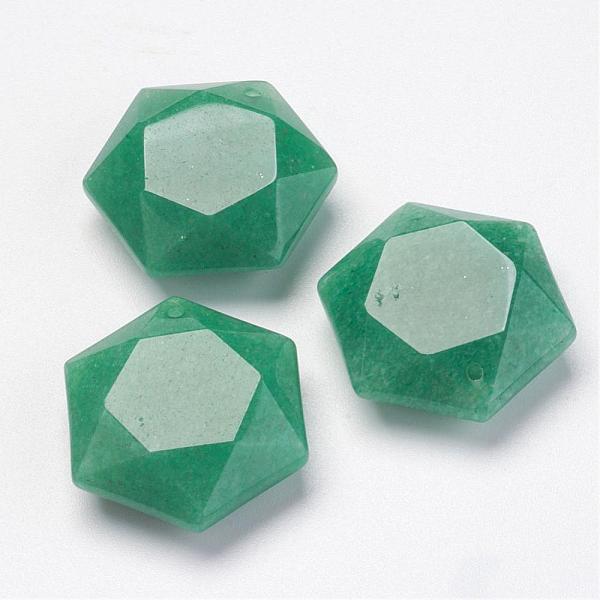 

PandaHall Natural Green Aventurine Pendants, Hexagon, 28~29x25x9~10mm, Hole: 1.5mm Green Aventurine Hexagon