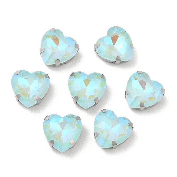 

PandaHall Mocha Fluorescent(MI) Heart Sew on Rhinestone, Multi-strand Links, with Brass Prong Settings, Garments Accessories, Aquamarine..., Cyan
