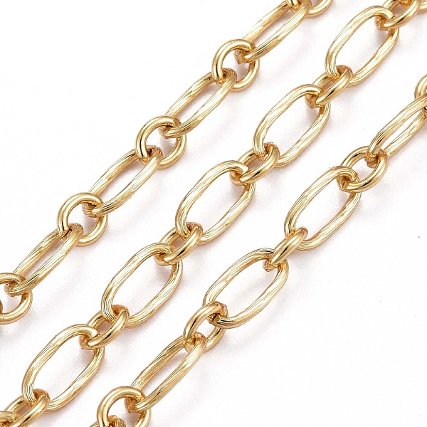 

PandaHall Brass Chains, Oval Link Chains, with Spool, Long-Lasting Plated, Unwelded, Real 18K Gold Plated, Link: 9x4.5x1mm, 5x4x1mm, 5m/Roll...
