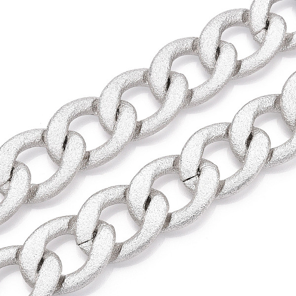 

PandaHall Aluminum Textured Curb Chains, Cuban Link Chains, Unwelded, Platinum, 31.5x23.5x5.5mm Aluminum