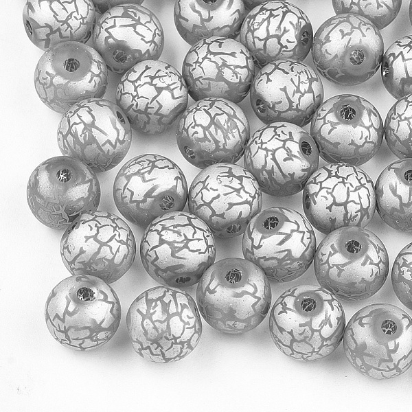 

PandaHall Electroplate Glass Beads, Frosted, Round with Pattern, Silver, 8~8.5mm, Hole: 1.5mm Glass Others Silver