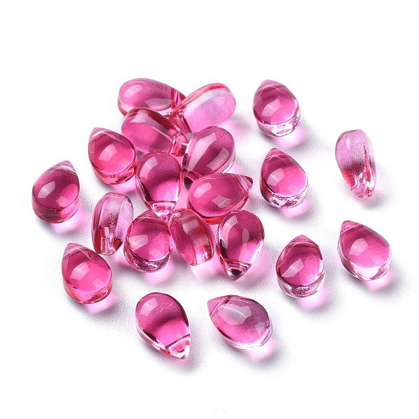 

PandaHall Transparent Glass Beads, Top Drilled Beads, Teardrop, Deep Pink, 9x6x5mm, Hole: 1mm Glass Teardrop
