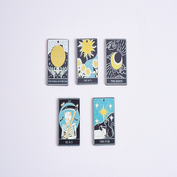 

PandaHall 15Pcs 5 Style Printed Acrylic Pendants, Rectangle with Tarot Pattern, Mixed Color, 39.5x27x2mm, Hole: 1.8mm, 3pcs/style Acrylic..., Multicolor