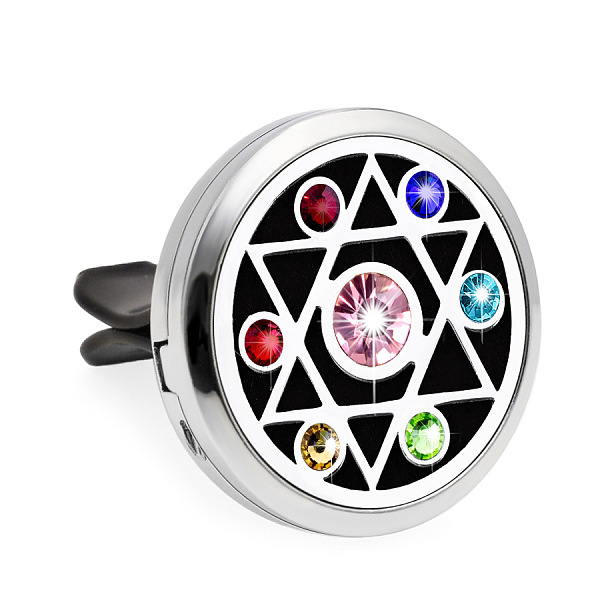 

PandaHall Colorful Rhinestone Aromatherapy Essential Oil Car Diffuser Vent Clips, with Perfume Pads, Chakra Yoga Theme Magnetic Alloy Air...