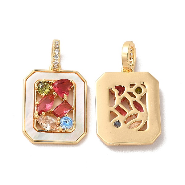 

PandaHall Brass Micro Pave Cubic Zirconia Pendants, with Colorful Rhinestone, Rectangle Charms, Golden, 22.5x17x4mm, Hole: 3.9x5mm...