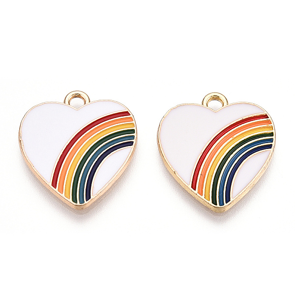 

PandaHall Light Gold Plated Alloy Pendants, with Enamel, Cadmium Free & Lead Free, Heart, White, 20x18x1.5mm, Hole: 1.8mm Alloy+Enamel Heart...