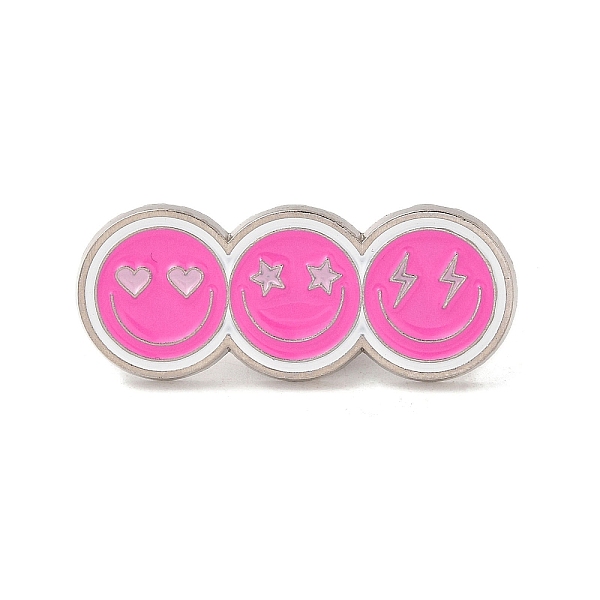 PandaHall Pink Series Enamel Pins, Platinum Tone Alloy Brooches for Clothes Backpack Women, Smiling Face, 14x35.5x1.5mm Alloy+Enamel Smiling...
