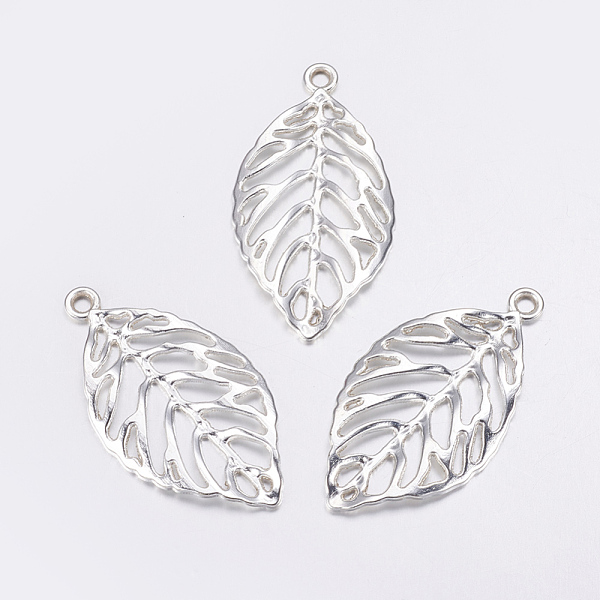 

PandaHall Alloy Pendants, Cadmium Free & Nickel Free & Lead Free, Leaf, Silver Color Plated, 49.5x27.5x2mm, Hole: 3.5mm Alloy Leaf