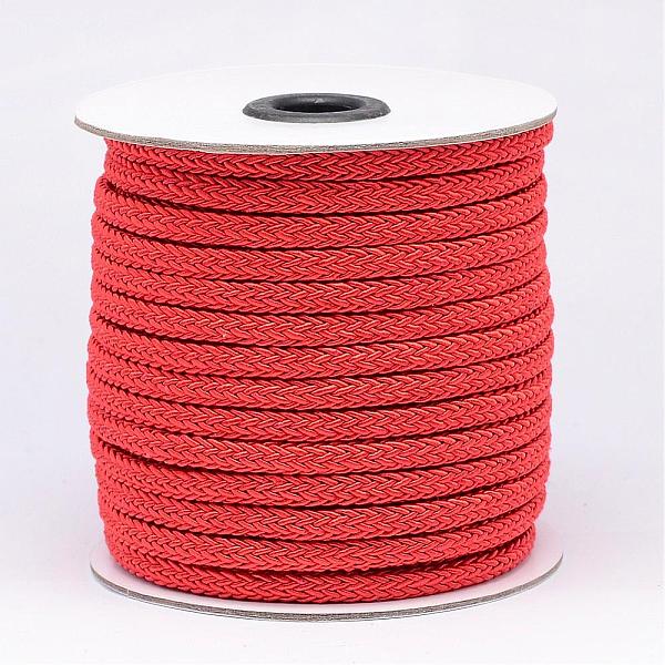

PandaHall Braided Polyester Cord, Tomato, 6x3mm, about 25yards/roll Polyester Red