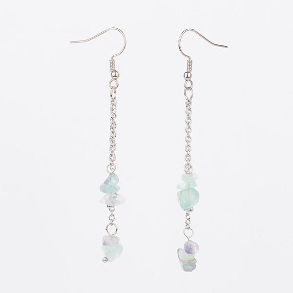 Natural Gemstone Chip Dangle Earrings