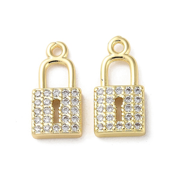 

PandaHall Brass Micro Pave Cubic Zirconia Pendants, Lock Charms, Real 18K Gold Plated, 15x7x2.5mm, Hole: 1.3mm Brass+Cubic Zirconia Lock..., Clear