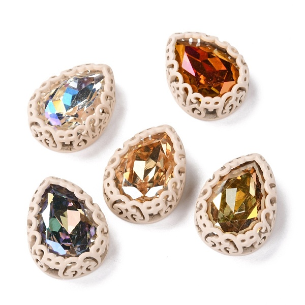 

PandaHall Sew on Rhinestone, Glass Rhinestone, with Brass Findings, Garments Accessories, Teardrop, Mixed Color, Linen, 21x16x7.5mm, Hole..., Brown