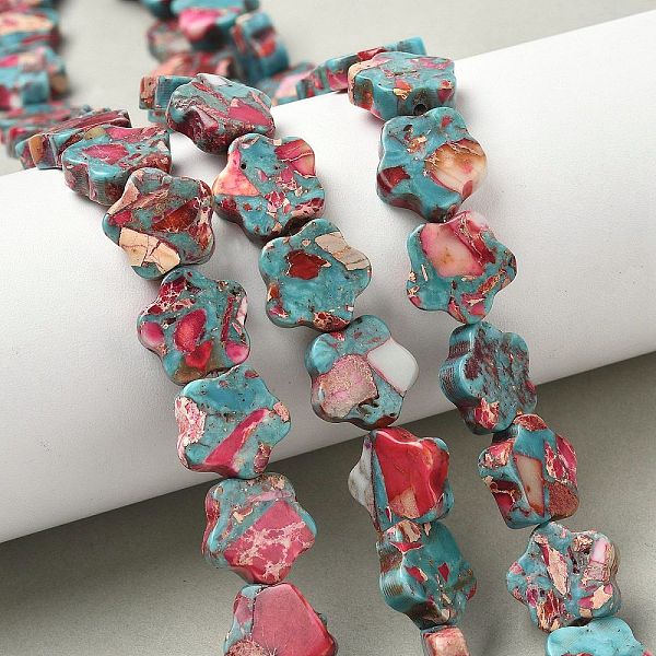 Brins de perles de jaspe impérial synthétique teint
