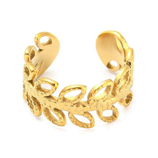 

PandaHall Real 18K Gold Plated Titanium Steel Cuff Earrings, Non Piercing Earrings, Leaf, 11.5x11.5x5.5mm Titanium Steel Leaf