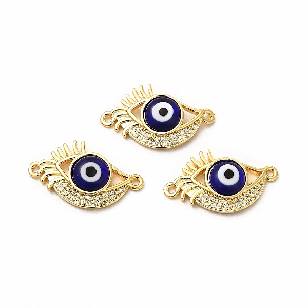 

PandaHall Rack Plating Real 18K Gold Plated Brass Micro Pave Clear Cubic Zirconia Connector Charms, Eye Links with Handmade Lampwork...