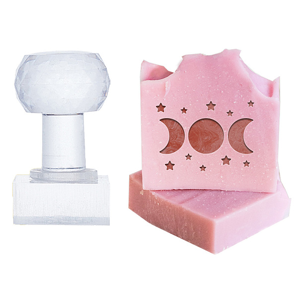 

PandaHall Clear Acrylic Soap Stamps with Big Handles, DIY Soap Molds Supplies, Moon, 60x38x29mm, pattern: 35x26mm Acrylic Moon