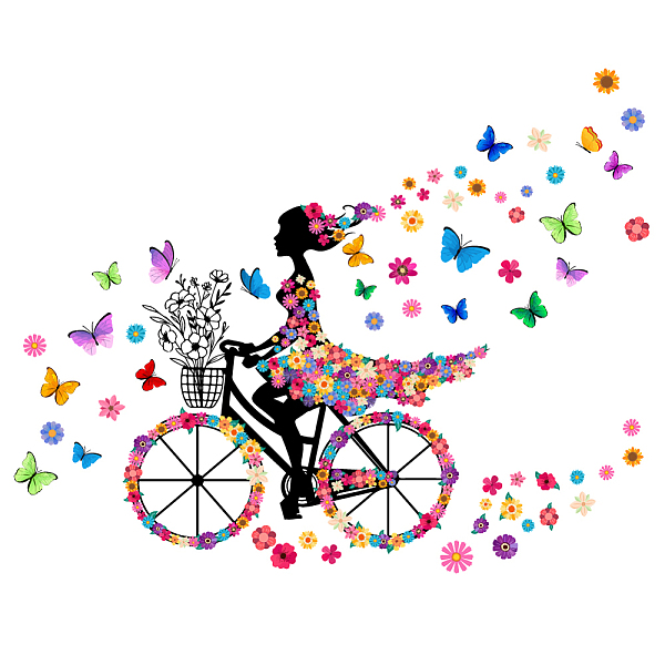 

PandaHall Translucent PVC Self Adhesive Wall Stickers, Waterproof Building Decals for Home Living Room Bedroom Wall Decoration, Bicycle...