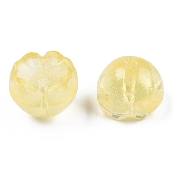 PandaHall Transparent Spray Painted Glass Beads, Flower, Gold, 9x13x13mm, Hole: 1.6mm Glass Flower Gold