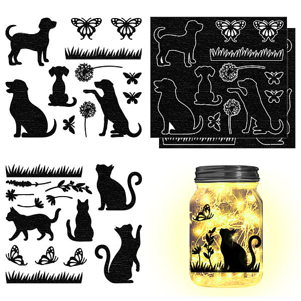 

PandaHall Silhouette Paper, for Lighting Decoration, Paper Cut Light Box, Cat Shape, 150x170mm, 4pcs/set Paper Cat Shape