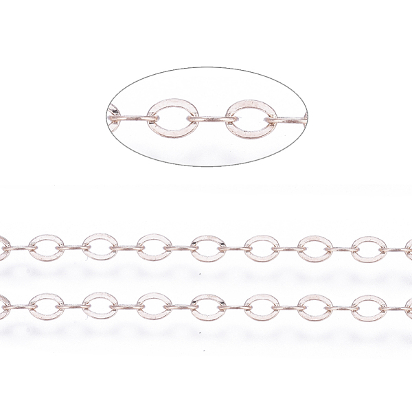 

PandaHall Brass Flat Oval Cable Chains, Unwelded, with Spool, Cadmium Free & Nickel Free & Lead Free, Rose Gold, 3.5x3x0.5mm, about 301.83...