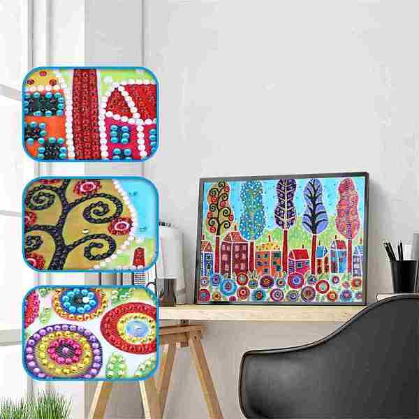 

PandaHall DIY Diamond Painting Canvas Kits, with Village Landscape Pattern Canvas, Resin Rhinestones, Pen, Tray Plate and Glue Clay, Mixed..., Multicolor