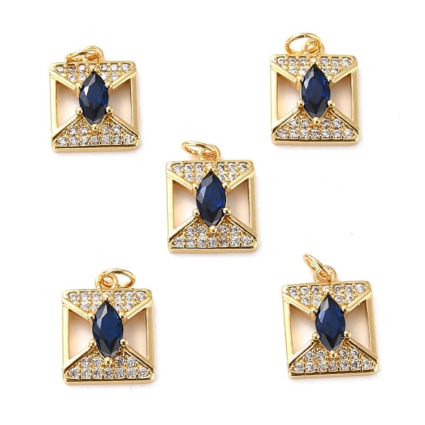 

PandaHall Brass Micro Pave Cubic Zirconia Pendants, Long-Lasting Plated, Cadmium Free & Lead Free, Square, Real 18K Gold Plated, 15x12x4.5mm..., Multicolor