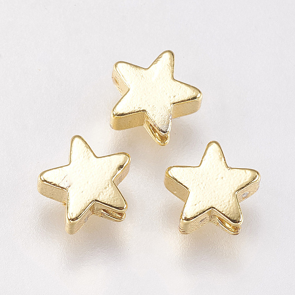 

PandaHall Brass Beads, Star, Golden, 4x4x2.5mm, Hole: 1mm Brass Star