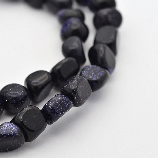 

PandaHall Synthetic Blue Goldstone Bead Strands, Tumbled Stone, 5~7x5~7mm, Hole: 1mm, about 15.7 inch Blue Goldstone Nuggets