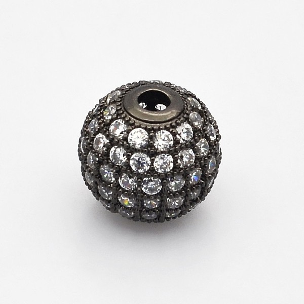 

PandaHall CZ Brass Micro Pave Grade AAA Clear Color Cubic Zirconia Round Beads, Cadmium Free & Nickel Free & Lead Free, Gunmetal, 6mm, Hole...
