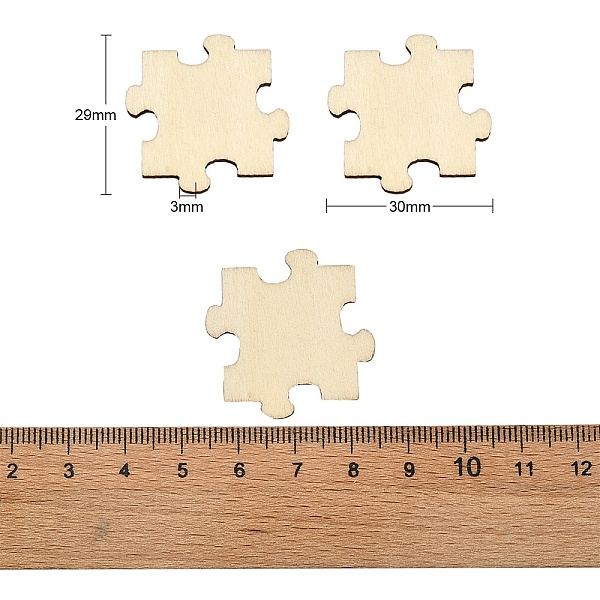 

PandaHall 100Pcs Wood Cabochons, Puzzle, Blanched Almond, 29x30x3mm Wood Others