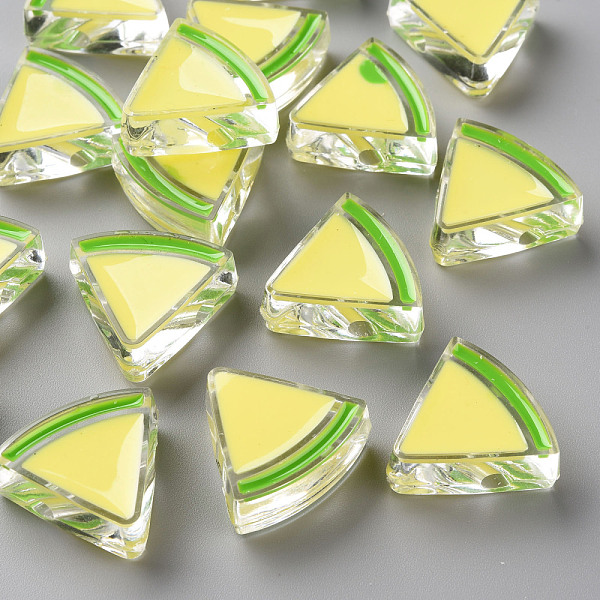 

PandaHall Transparent Enamel Acrylic Beads, Watermelon, Champagne Yellow, 23.5x25.5x9mm, Hole: 3.5mm Acrylic Fruit