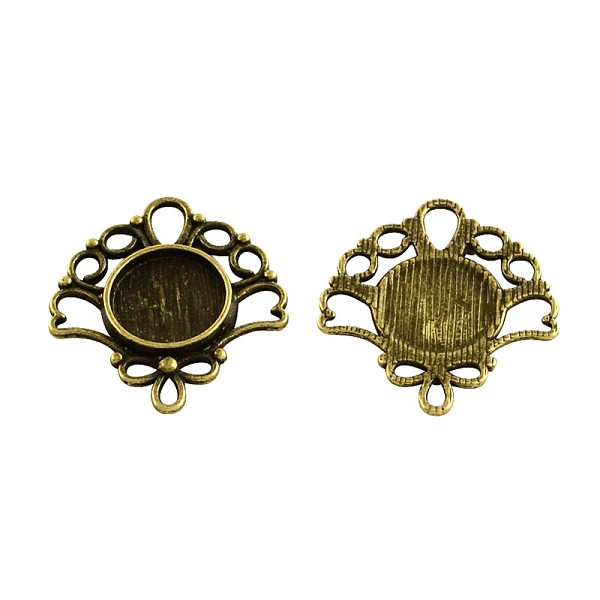 

PandaHall Tibetan Style Alloy Flat Round Tray Cabochon Settings, Cadmium Free & Lead Free, Fan, Antique Bronze, Tray: 12mm, 29x26x2.5mm...