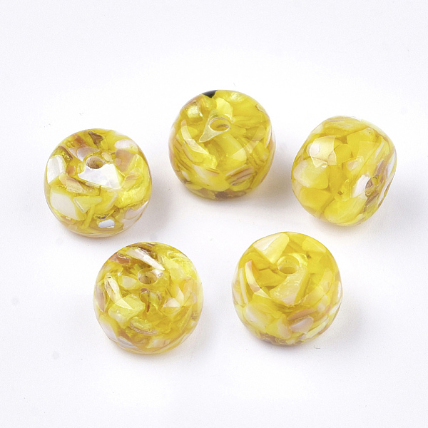

PandaHall Resin Beads, with Shell, Rondelle, Yellow, 12x8~9mm, Hole: 1.8mm Shell+Resin Rondelle Yellow