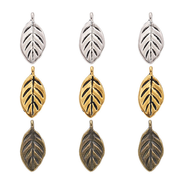 

PandaHall 120Pcs 3 Colors Tibetan Style Alloy Pendants, Cadmium Free & Lead Free, Leaf, Mixed Color, 16x8x1mm, Hole: 2mm, 40pcs/color Alloy...
