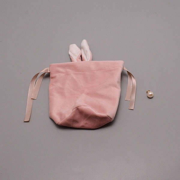 

PandaHall Velvet Jewelry Drawstring Gift Bags, Rabbit Ear Bags, with Plastic Pearl Beads, Wedding Favor Candy Bags, PeachPuff, 20x15x1cm..., Brown