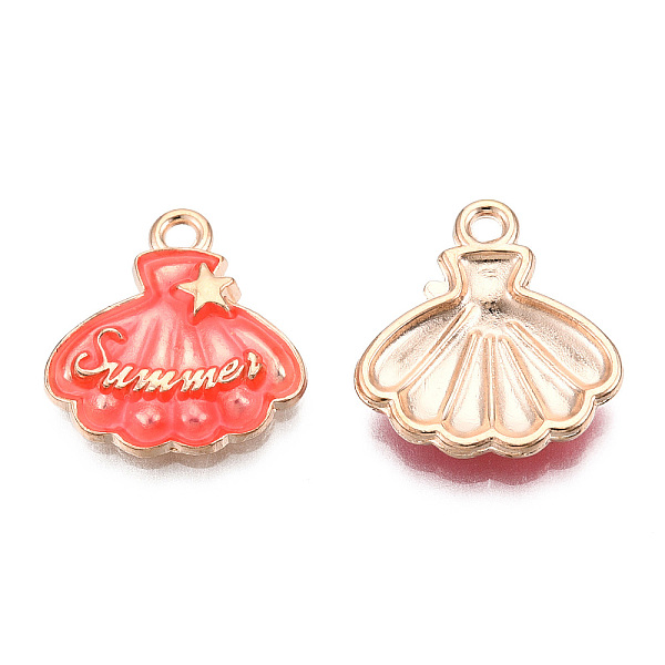 

PandaHall Alloy Enamel Pendants, Light Gold, Shell/Scallop with Star & Word Summer, Tomato, 17.5x16.5x3mm, Hole: 1.6mm Alloy+Enamel Shell..., Red