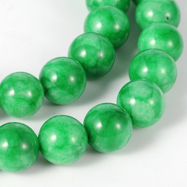 

PandaHall Round Natural White Jade Bead Strands, Dyed, Green, 10mm, Hole: 1mm, about 38pcs/strand, 15 inch White Jade Round Green