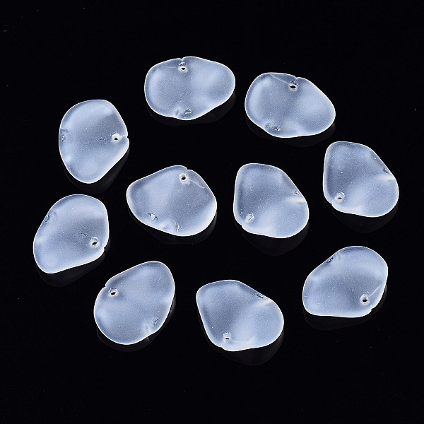 

PandaHall Transparent Spray Painted Glass Pendants, Frosted, Petal, Clear, 15x20x4mm, Hole: 1.4mm Glass Petaline Clear