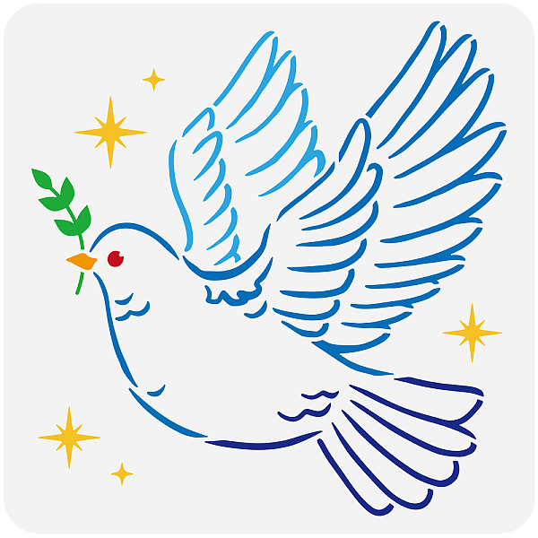 

PandaHall FINGERINSPIRE Dove of Peace Stencil 11.8x11.8 inch Peace Dove Drawing Painting Stencils Plastic Olive Branch Stars Pattern Stencil...