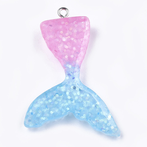 

PandaHall Resin Pendants, with Glitter Powder and Iron Findings, Mermaid Tail Shape, Platinum, PeachPuff, 46x30x6mm, Hole: 2mm Iron+Resin..., Brown