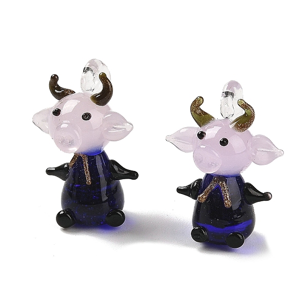 

PandaHall Handmade Lampwork Pendants, Cattle Charms, Dark Blue, 27~30x21~22mm, Hole: 3mm Lampwork Cattle
