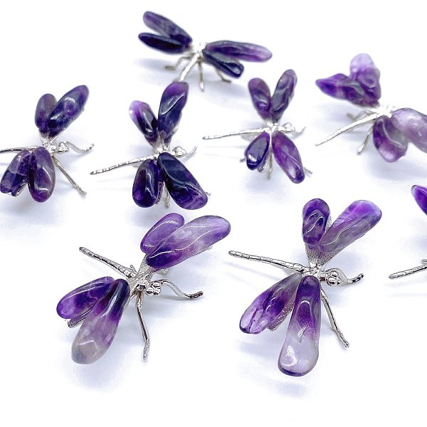 Libellenfiguren Aus Natürlichem Amethystkristall