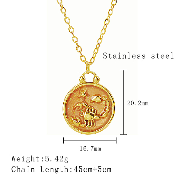 

PandaHall Stainless Steel Enamel Constellation Pendant Necklaces, Real 18K Gold Plated, Scorpio, 17.72 inch(45cm), Pendant: 20.2x16.7mm...