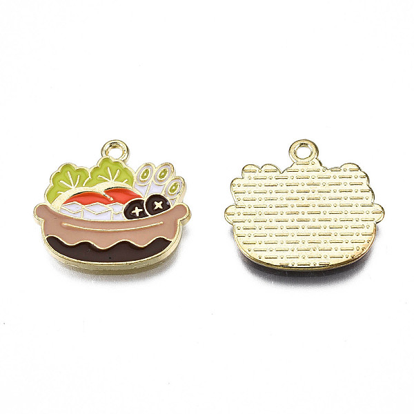 

PandaHall Alloy Enamel Pendants, Cadmium Free & Lead Free, Light Gold, Hotpot, Yellow Green, 18x19x1.5mm, Hole: 1.5mm Alloy+Enamel Food