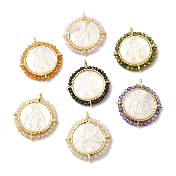 

PandaHall Rack Plating Brass Micro Pave Cubic Zirconia & Shell Pendants, Long-Lasting Plated, Cadmium Free & Lead Free, Real 18K Gold Plated..., Multicolor