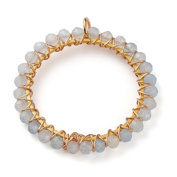 

PandaHall Natural Rainbow Moonstone Wire Wrapped Pendants, Faceted, with Golden Brass Rings and Copper Wire, 31x3mm, Hole: 3.5mm Rainbow...