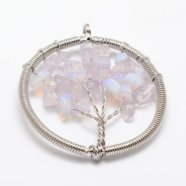 

PandaHall Tree of Life Opalite Bead Brass Wire Wrapped Big Pendants, Cadmium Free & Nickel Free & Lead Free, Platinum, 54~60x49~52x6~9mm...