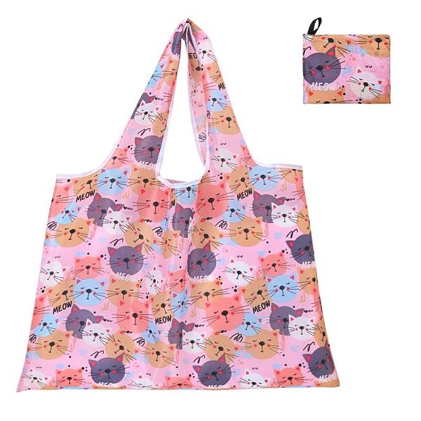 

PandaHall Foldable Oxford Cloth Grocery Bags, Reusable Waterproof Shopping Tote Bags, with Pouch and Bag Handle, Cat Shape, 68x58cm Cloth..., Pink
