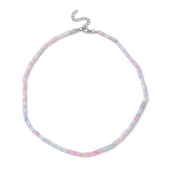 

PandaHall Glass Rectangle Beaded Necklace, Colorful, 17.13 inch(43.5cm) Glass